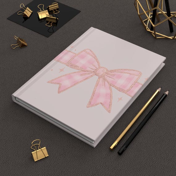 Chic Pink Bow Hardcover Journal: Sparkle XO Notebook