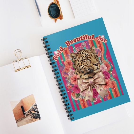 Bold Beautiful Me leopard floral spiral notebook | ruled lined journal