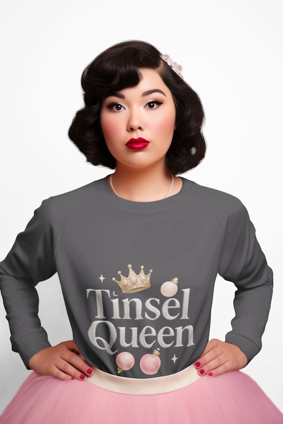 Tinsel Queen Sweatshirt | Metallic Silver, Holiday Glam