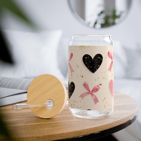 XO Heart Sipper Glass: Vibrant 16oz Drinkware