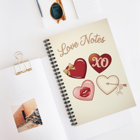 Whimsy Love Notes Heart Icons Spiral Notebook | Valentine's Ruled Journal
