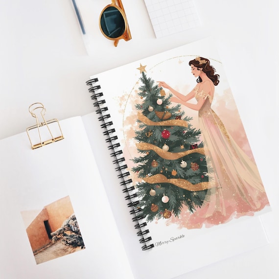 Blush & Gold Christmas Spiral Notebook: Holiday Journal