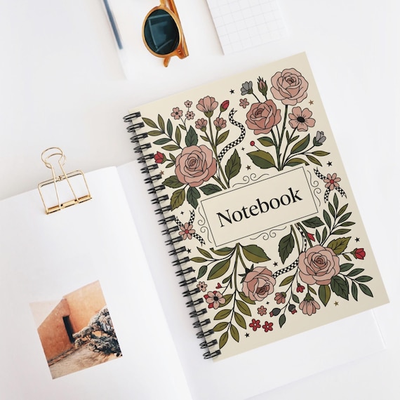 Vintage Rose Floral Rockabilly Notebook