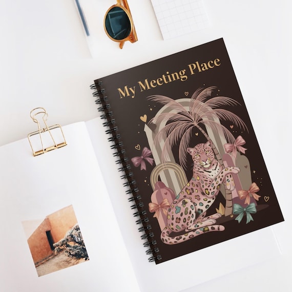 Leopard Illustration My Meeting Place Spiral Notebook | Ruled Journal
