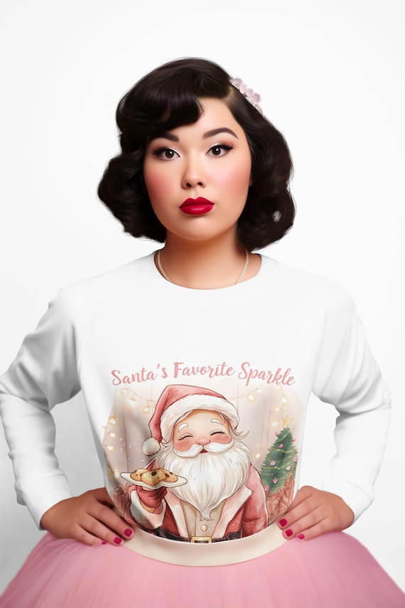 Santas Favorite Sparkle Cozy Christmas Sweatshirt
