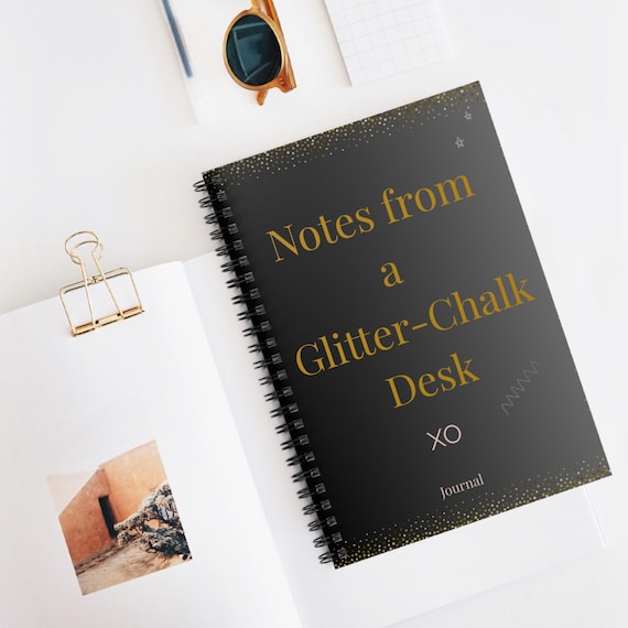 Glitter-Chalk Spiral Notebook, Motivational Journal for School