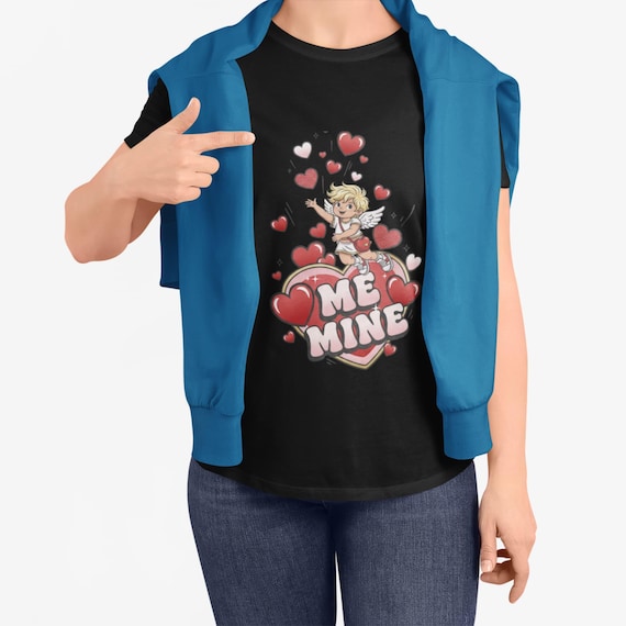 Cupid Character Me Mine T-Shirt | Valentine Hearts, Romantic Cartoon