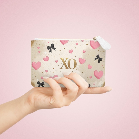 Sparkle Chic Mini Clutch Bag with Hearts & Bows XO