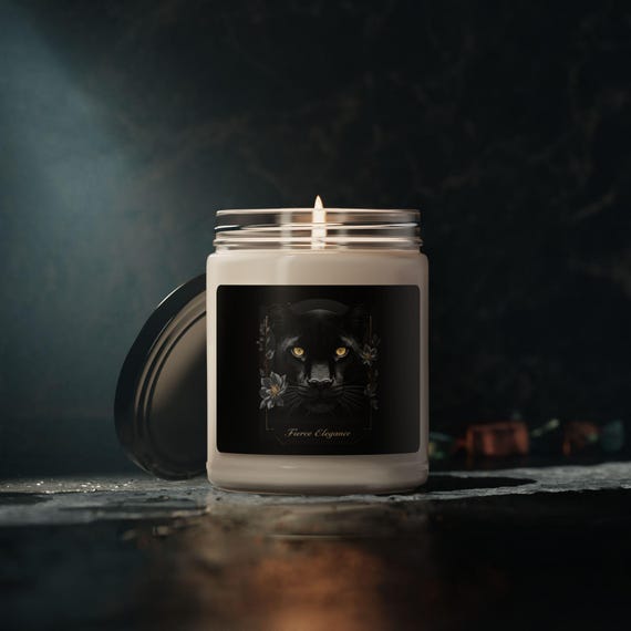 Black Panther Candle: Luxury Soy Candle with Gold Foil Label