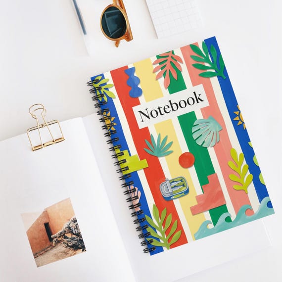 Nautical Tropic Striped Notebook | Spiral Ruled Pages