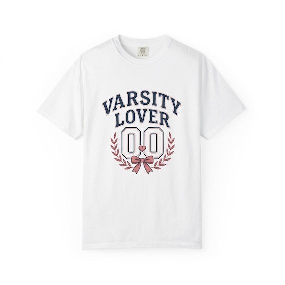 Varsity Lover 00 Tee | Vintage Preppy Coquette Shirt | Retro Collegiate Graphic T-Shirt | Short Sleeve University Aesthetic Top