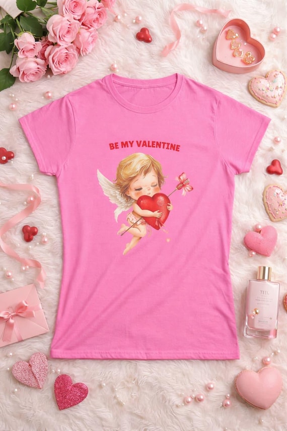 Be My Valentine Cupid Heart T-Shirt | Vintage Valentine Tee