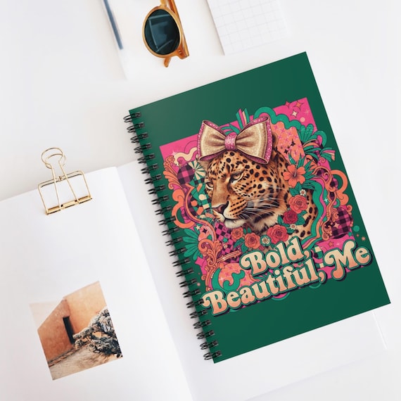 Leopard with Bow Spiral Notebook | Retro Floral Journal