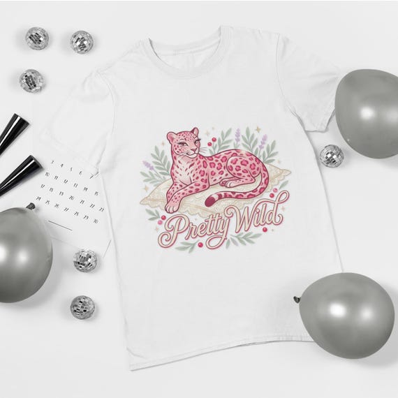 Pretty Wild Leopard T-Shirt | Pink Floral Illustration