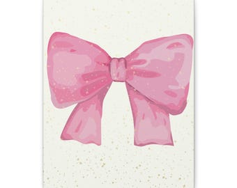 Pink Sparkle XO Bow Canvas Wall Art