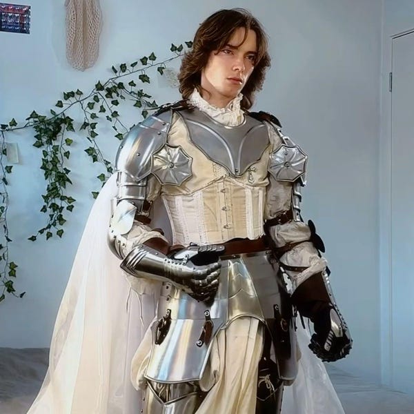 Fantasy Couture Knight Armor Steel Plate Suit LARP Battle Armor Costume Medieval Cosplay Gothic Full Plate Armor Event-Ready Gift