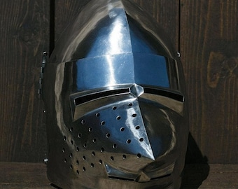 Capacete Bascinet Medieval com Viseira Hounskull, Réplica de Armadura de Cavaleiro, Capacete de Aço Gótico, LARP, Equipamento de Reencenação e Cosplay, Cara de Porco de Halloween