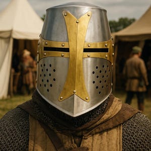 Templar Crusader Knight Helmet Medieval Cosplay Armor Halloween Costume Larp Reenactment Great Helmet Halloween Gift for him