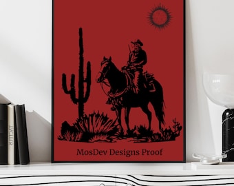Skeleton Cowboy on Horseback Print | Gothic Western Wall Art (Digital Download)
