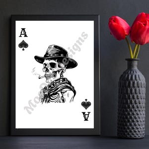 Western Minimalist Ace of Spades Skeleton Card
