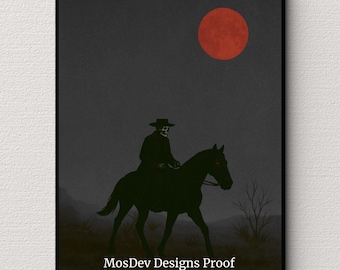 Dark Western Skeleton Rider Print | Gothic Cowboy Art (Digital Download)