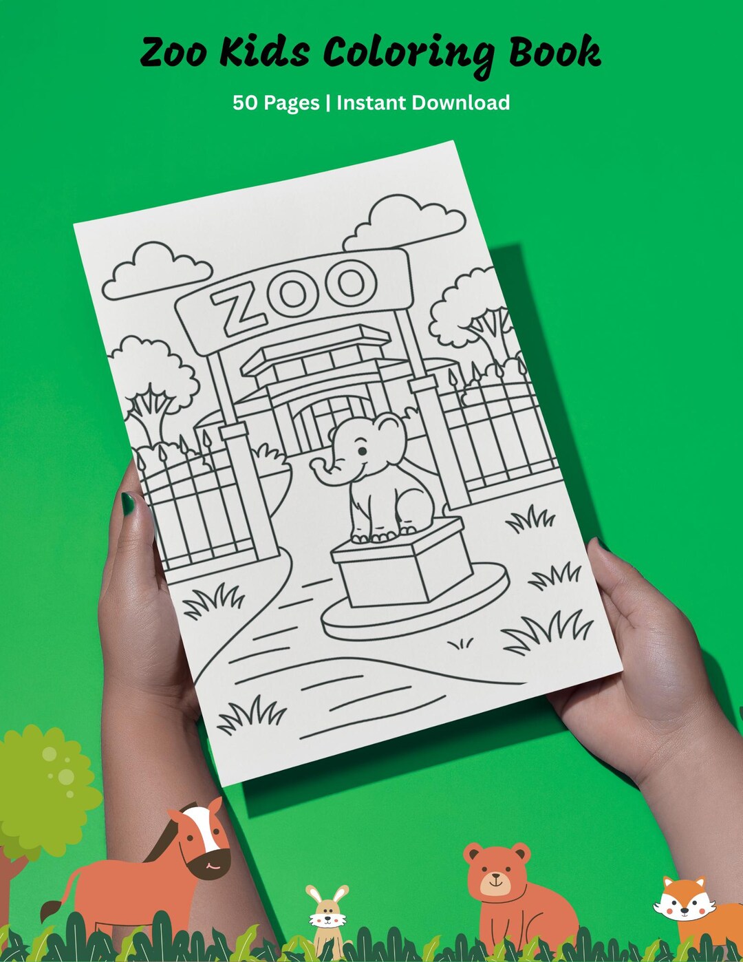 Zoo Animals Coloring Book for Kids | Fun Animal Coloring Pages ...