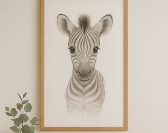Baby Zebra Print: Minimalist Black & White Nursery Wall Art (Digital Download)