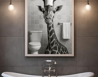 Funny Giraffe Bathroom Art: Toilet Paper Crown (Digital Download)