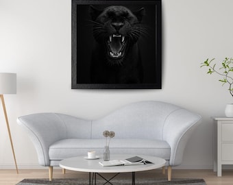 Roaring Black Panther Print: Bold Jungle Animal Wall Art (Digital Download