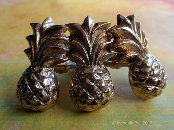Pineapple Small Gold Look Brass Drawer Pull Or Cabinet Knob Etsy