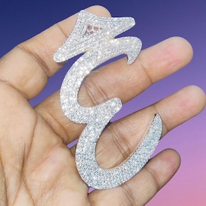 Custom Letter E Pendant Round Cut Natural Tester Pass Moissanite 14K White Gold Finish Silver Customized Any Letter Pendant Hip Hop Pendant