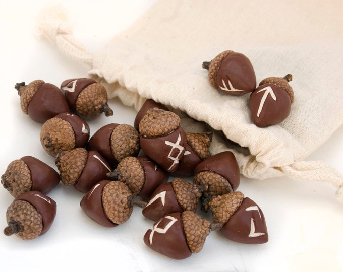 Acorn Runes - Elder Futhark - Natural Acorn Cap and Polymer Clay - Bag ...