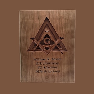 Masonic Square and Compass Wooden Plaque