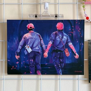 Impressão artística infantil Han e Lee Know / Minsung Stray (tamanho de cartão postal)
