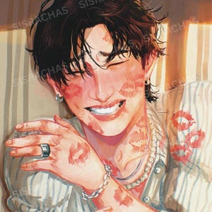 Bang Chan + Kisses Stray Kids Art Print (tamanho de cartão postal)