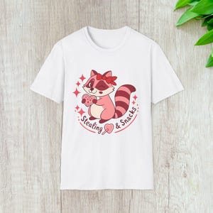 Raccoon Shirt, Coquette Shirt, Raccoon Gift, Pink Bow Shirt, Cute Raccoon T Shirt, Girly Shirt, Soft Girl Era Shirt, Trash Panda Shirt