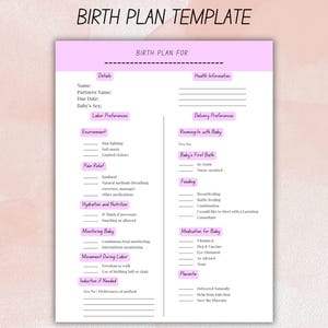 Planner di gravidanza digitale - Planner del parto stampabile! Diario della gravidanza scaricabile, piano del parto, modello di piano del parto, organizzatore di gravidanza