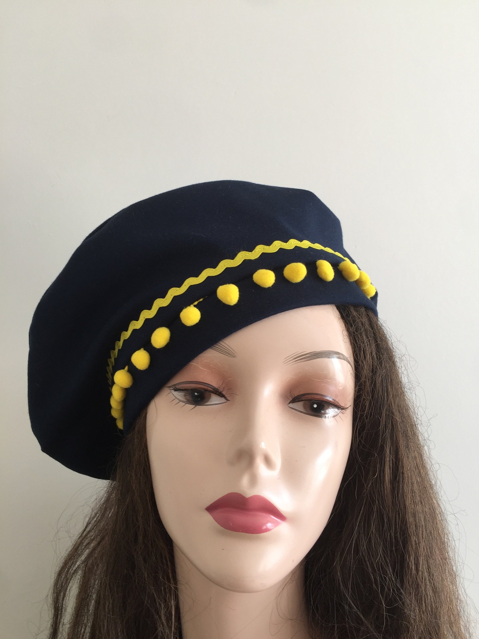 Navy French Beret and Scarf Set festival Hat Slouchy Hat - Etsy UK