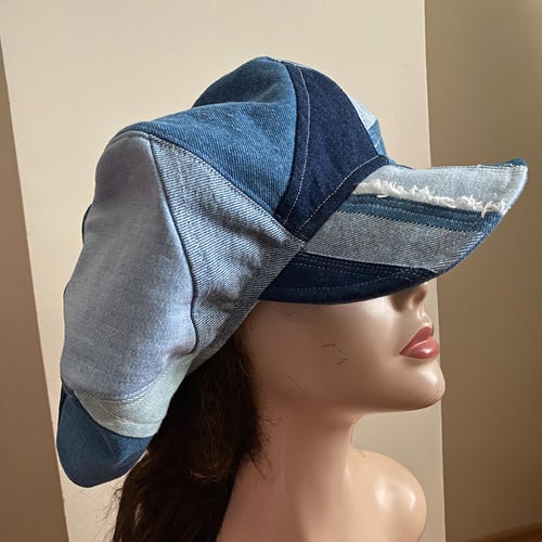 Retro Style Custom Patchwork Jeans Hat- Oversized Newsboy  display picture 2