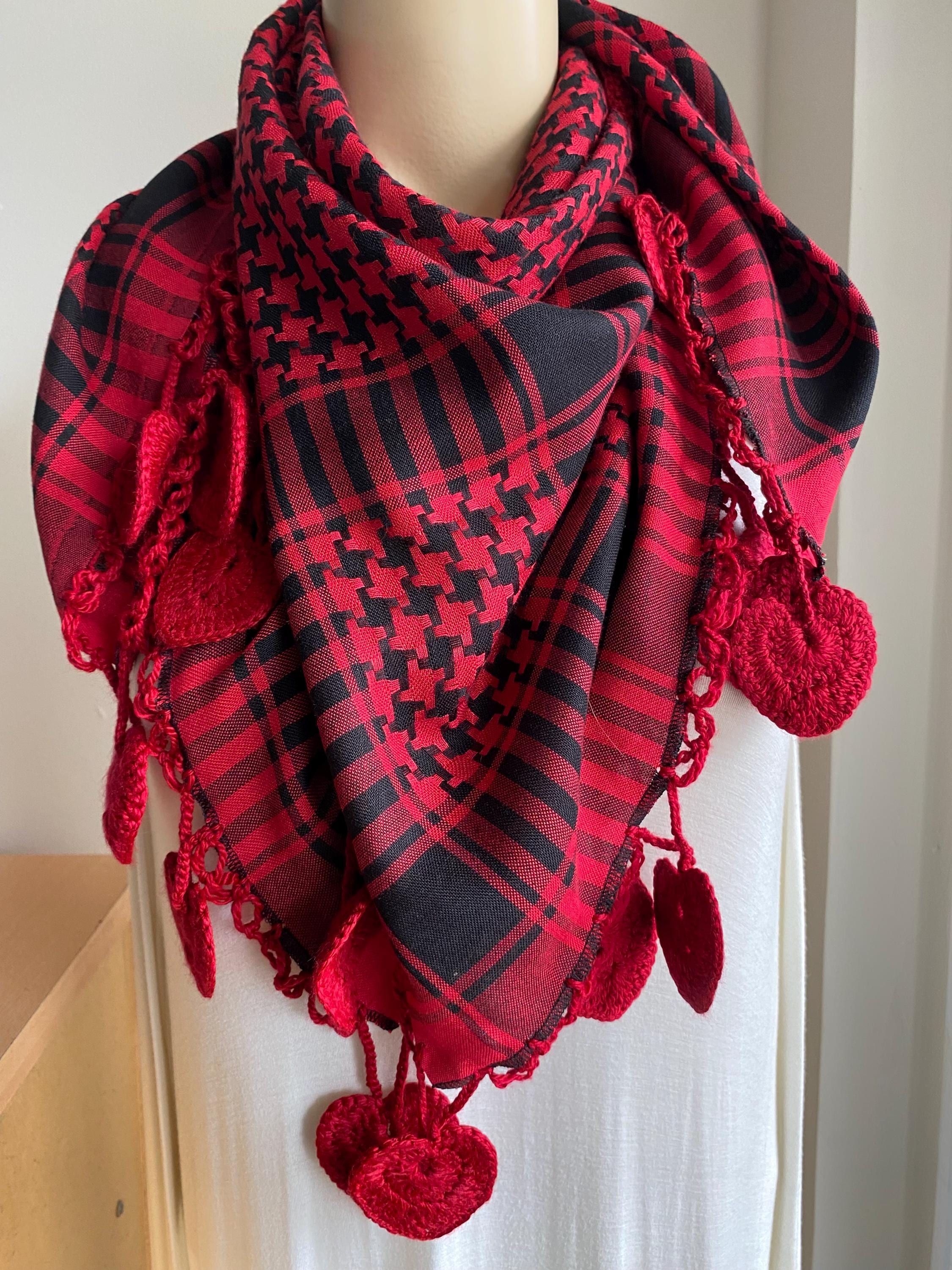 Valentine Day Gift Girl -keffiyeh Heart Scarf-shegma Black and Red