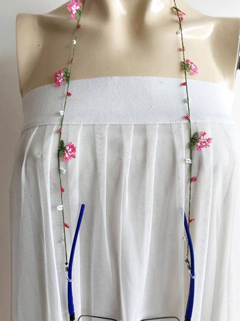 Pink Eye Glasses Chain Spectacle Chain Pink White Spectacle Etsy