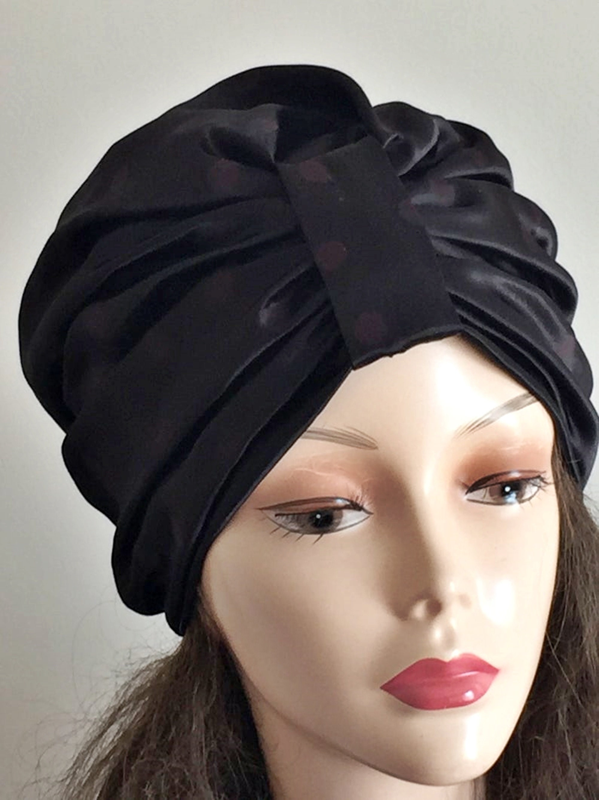 Black Satin Turban Black Hair Wrap Boho Turban Hat Black - Etsy UK