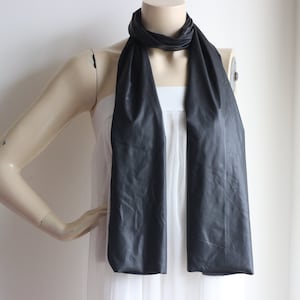 Black Leather Scarf -christmas gift for coworkers women- christmas gift for boyfriend and husband- birthday gift for mom and wife girlfriend