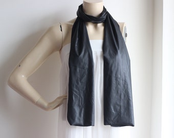 Black Leather Scarf -christmas gift for coworkers women- christmas gift for boyfriend and husband- birthday gift for mom and wife girlfriend