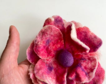 felted flower brooch- pink rose brooch- red flower pin- Christmas gift for her