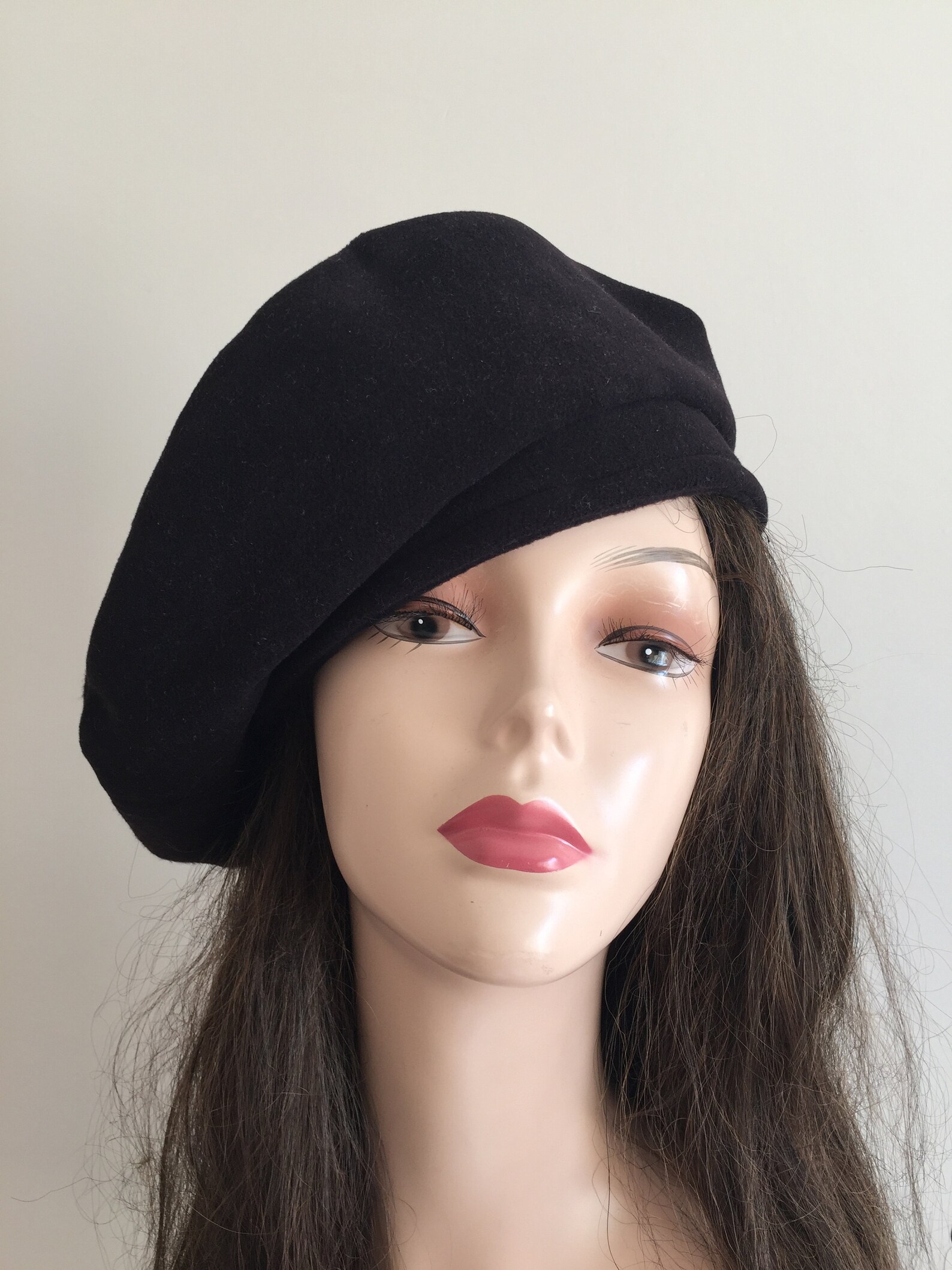 Black French Beret Flower Beret Tam French Warm Winter Hat Etsy