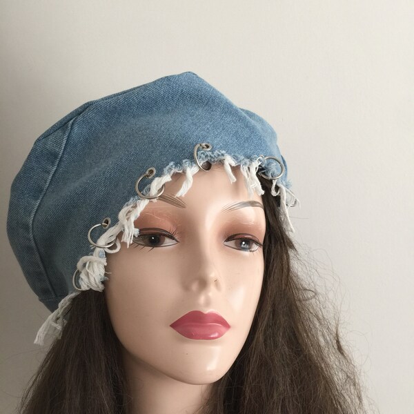 Effy Distressed Logo Cap in Vintage Denim