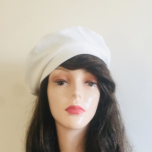 French beret- summer spring beanie- Scottish hat- womens cotton beret- tam french- summer hat- ivory lightweight beanie- every day- slouchy