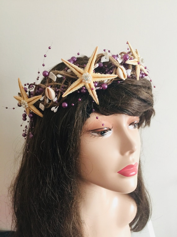 Women\'s Mermaid Crown Headband Seashell Starfish Hair Accessory Costume Mermaid Costume Girl -beach Bridal Crown -blue Mermaid Crown  main image 4