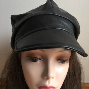 Black Leather Hat Hat and Scarf Set-Newsboy Hat Women Leather Hat Woman Hippie Hat Boho Hat Dreadlocks Hat-Slouchy Beanie Hat Rain Hat image 6